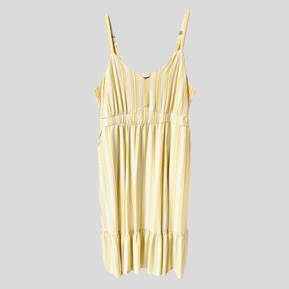 NEW TORRID Plus size maxi yellow & white striped challis sleeveless tiered dress - Picture 2 of 16